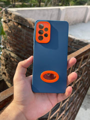 Samsung Galaxy "A73" Silicone "Holo Camera Ring" Case - Dark Blue