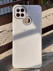 Oppo 'A15/A15s" Tempered Glass "Chrome" Case - White