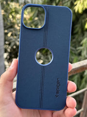 iPhone "15 Plus" Spigen Premium Woven Stitched Case - Blue