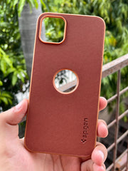 iPhone "11 Pro Max" Spigen Rugged Texture "LOGO-CUT" Case - Brown