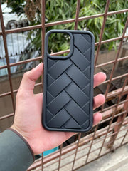 iPhone "13 Pro Max" Premium Silicone "Woven-Bamboo" Case - Black