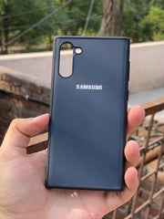 Samsung Galaxy "Note 10" Leather Texture Case "Chrome Logo" - Blue