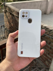 Realme "C21" Tempered Glass "Chrome" Case - White