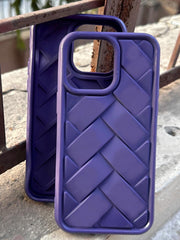 iPhone "14 Pro Max" Premium Silicone "Woven-Bamboo" Case - Deep Purple