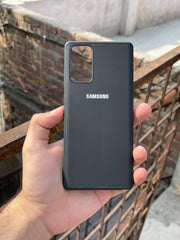 Samsung Galaxy "Note 20" Leather Texture Case "Chrome Logo" - Black