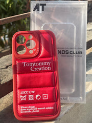 iPhone "13 Pro" Premium Leather Puffer Case - Red