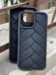 iPhone "13 Pro Max" Premium Silicone "Woven-Bamboo" Case - Black