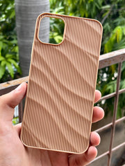 iPhone “11 Pro Max” Premium Silicone “Wavy” Case - Gold