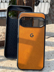 Google Pixel "9 Pro" Premium Leather Texture Case - Orange