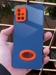 Samsung Galaxy "A51" Silicone "Holo Camera Ring" Case - Dark Blue