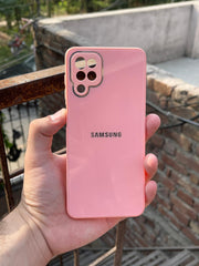 Samsung Galaxy "A12" Tempered Glass "Chrome" Case - Pink