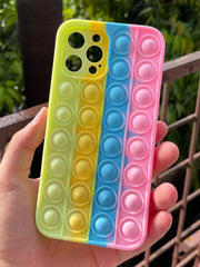 iPhone "12 Pro Max" Fidget Stress Release Pop-Up Case - Green & Pink
