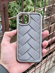 iPhone "13/14" Premium Silicone "Woven-Bamboo" Case - Gray