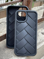 iPhone "13/14" Premium Silicone "Woven-Bamboo" Case - Black