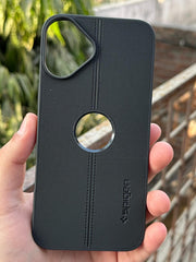 iPhone "16 Plus" Spigen Premium Woven Stitched Case - Black