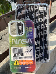 iPhone "14 Pro" Rainbow Translucent Case - Green Nasa