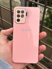 Oppo "F19 Pro" Tempered Glass "Chrome" Case - Pink