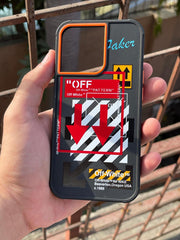 iPhone "13 Pro" Premium Grade Silicone "OFF-WHITE" Case - Black