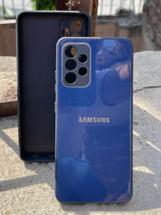 Samsung Galaxy "A32 (4G)" Tempered Glass "Chrome" Case - Dark Blue