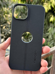 iPhone "15 Plus" Spigen Premium Woven Stitched Case - Black