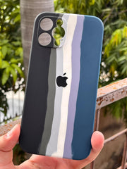 iPhone "12 Pro Max" Silicone "Rainbow" Case - Black