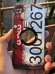 iPhone "13" Silicone "Retro" Edition Case - Maroon & Gray