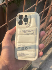 iPhone "13 Pro" Premium Leather Puffer Case - Cream