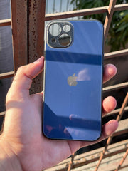 iPhone "13" Tempered Glass "Chrome" Case - Dark Blue