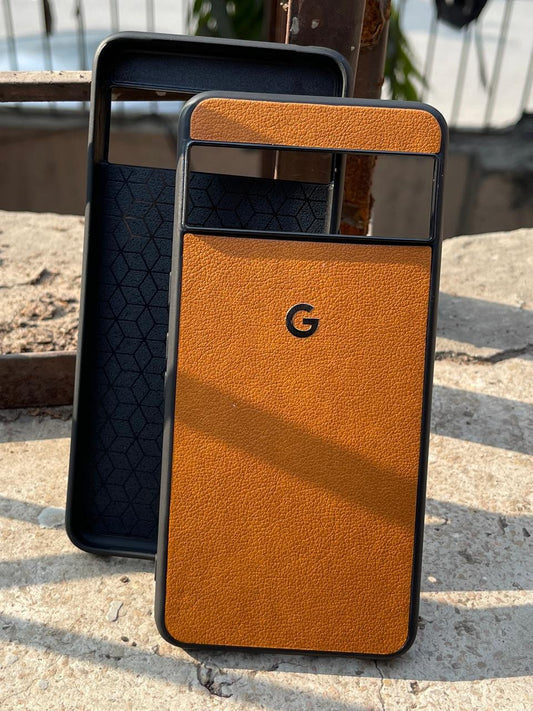 Google Pixel "8 Pro" Premium Leather Texture Case - Orange