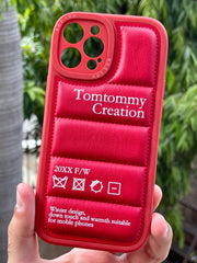 iPhone "12 Pro Max" Premium Leather Puffer Case - Red
