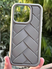 iPhone "15 Pro" Premium Silicone "Woven-Bamboo" Case - Gray