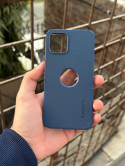 iPhone "12/12 Pro" Spigen Rugged Texture "LOGO-CUT" Case - Blue