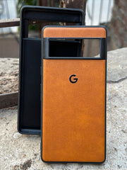 Google Pixel "7" Premium Leather Texture Case - Orange