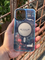 iPhone "13 Pro Max" Translucent Circuit Case - Blue
