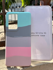 Samsung Galaxy "S21 Ultra" Rainbow Silicone Case - Pink