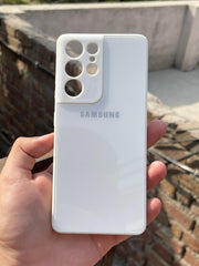 Samsung Galaxy "S21 Ultra" Tempered Glass "Solid" Case - White