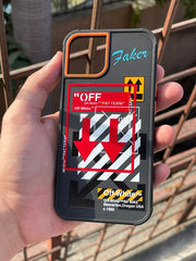 iPhone "13/14" Premium Grade Silicone "OFF-WHITE" Case - Black