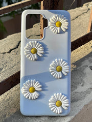 Oppo "F19 Pro" Silicone "Flower Back" Case - Blue