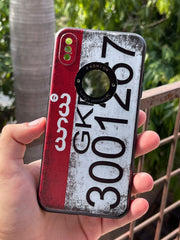 iPhone "XS MAX" Silicone "Retro" Edition Case - Maroon & Gray