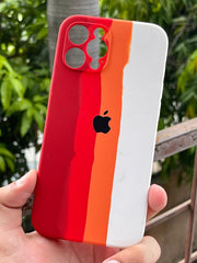 iPhone "12 Pro Max" Silicone "Rainbow" Case - Cherry Red