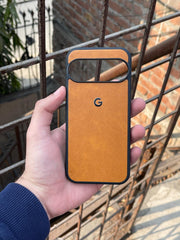 Google Pixel "9 Pro" Premium Leather Texture Case - Orange
