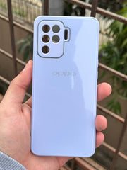 Oppo "F19 Pro" Tempered Glass "Chrome" Case - Purple