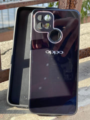 Oppo 'A15/A15s" Tempered Glass "Chrome" Case - Black