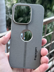 iPhone "14 Pro" Spigen Premium Woven Stitched Case - Gray