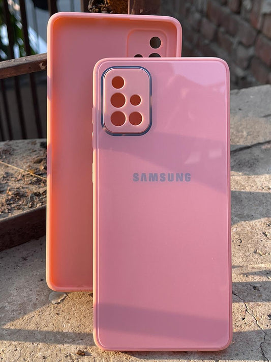 Samsung Galaxy "A71" Tempered Glass "Chrome" Case - Pink
