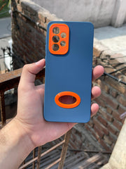 Samsung Galaxy "A33" Silicone "Holo Camera Ring" Case - Dark Blue