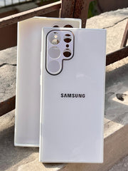 Samsung Galaxy "S22 Ultra" Tempered Glass "Chrome" Case - White