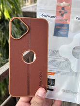 iPhone "16 Plus" Spigen Premium Woven Stitched Case - Brown