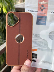 iPhone "16 Plus" Spigen Premium Woven Stitched Case - Brown