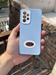 Samsung Galaxy "A33" Silicone "Holo Camera Ring" Case - Light Blue